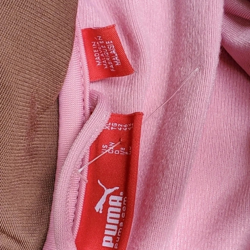 Puma Pink Brown Zip Up Track Jacket Athletic Y2K Retro Women’s L XL - Picture 6 of 9